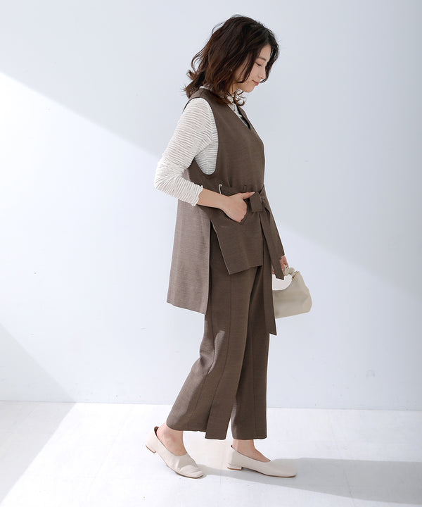 リネンライクストレートパンツ