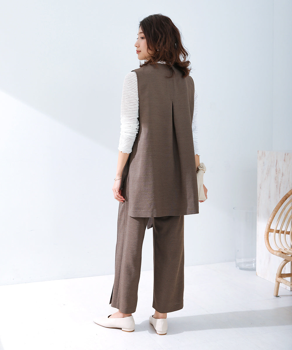 BouJeloud リネンライクストレートパンツ