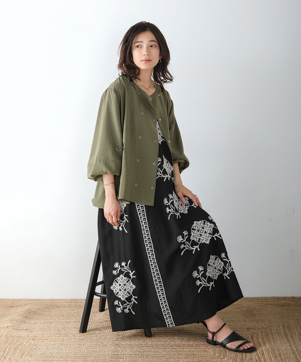 BouJeloud 麻ライクリングドットジャケット