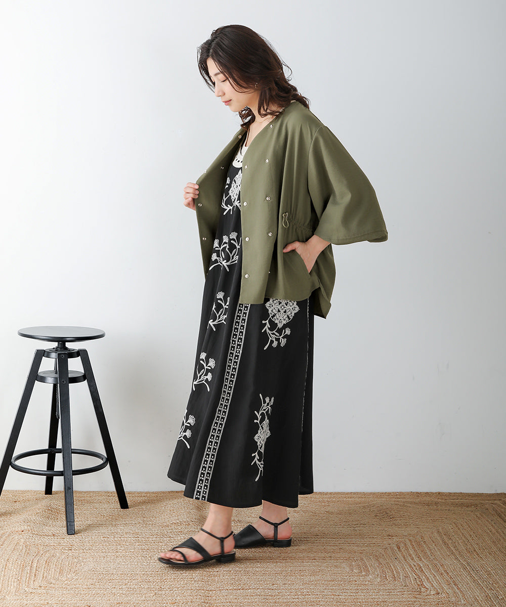 BouJeloud 麻ライクリングドットジャケット