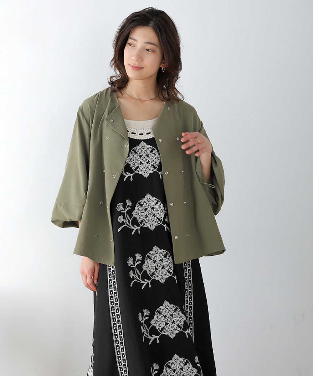 BouJeloud 麻ライクリングドットジャケット