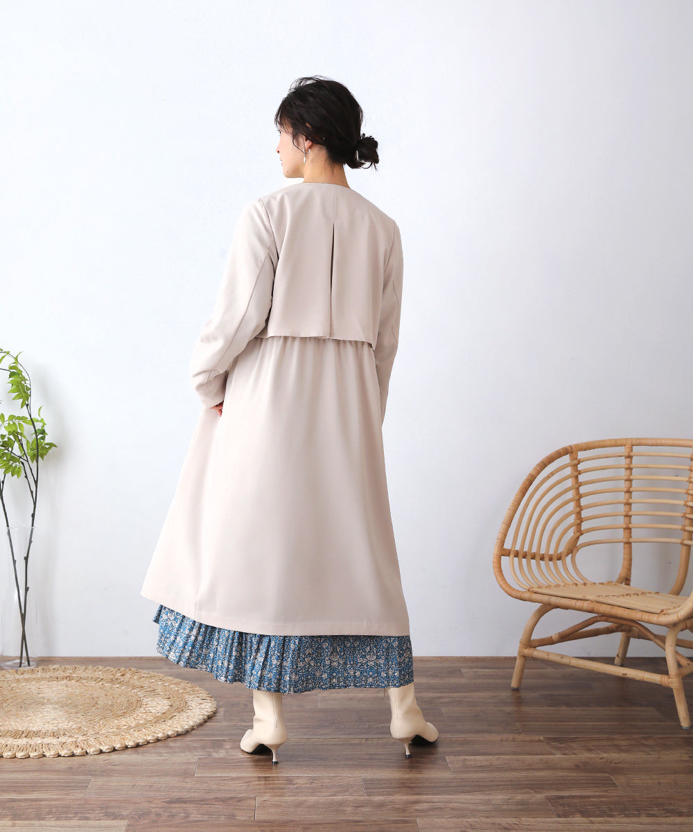 BouJeloud 撥水・花粉ドロストケープライク ロングコート