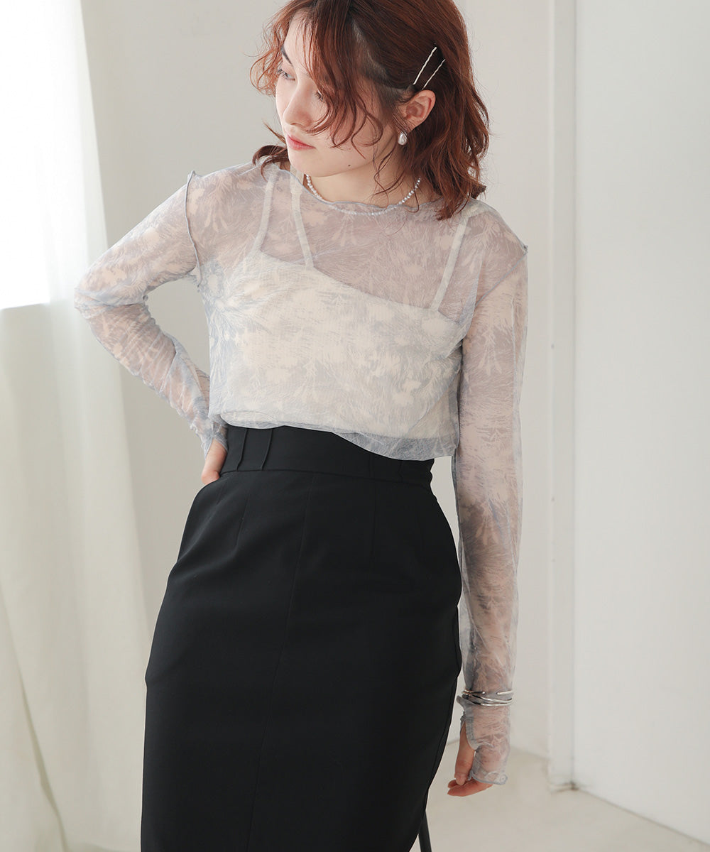Bab ニュアンスプリントシアートップス 【メール便280円】
