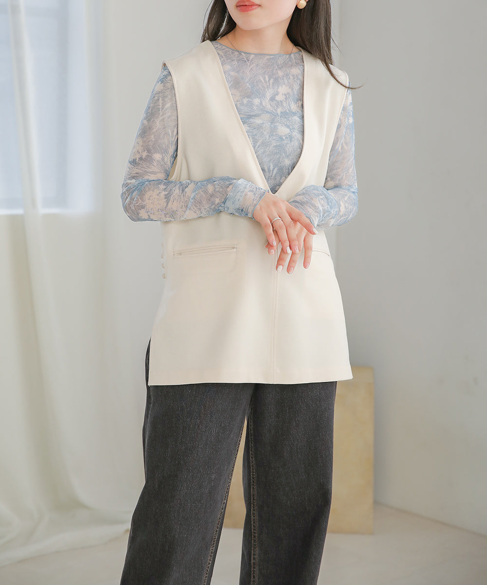 Bab ニュアンスプリントシアートップス 【メール便280円】