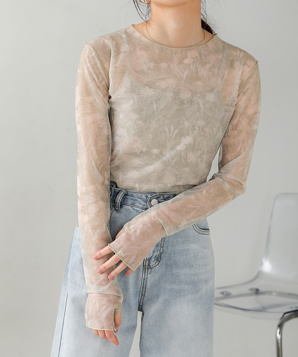 Bab ニュアンスプリントシアートップス 【メール便280円】
