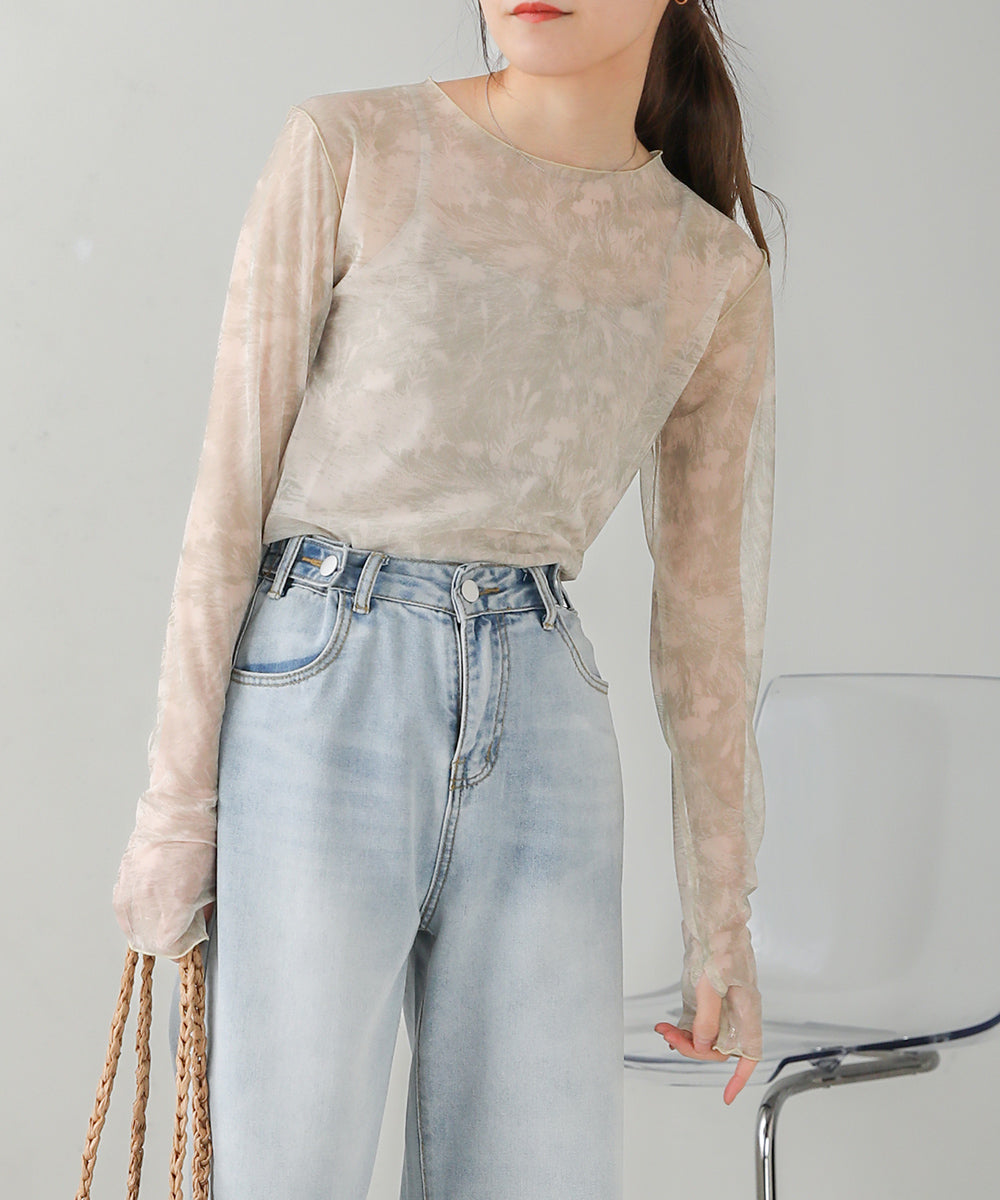 Bab ニュアンスプリントシアートップス 【メール便280円】