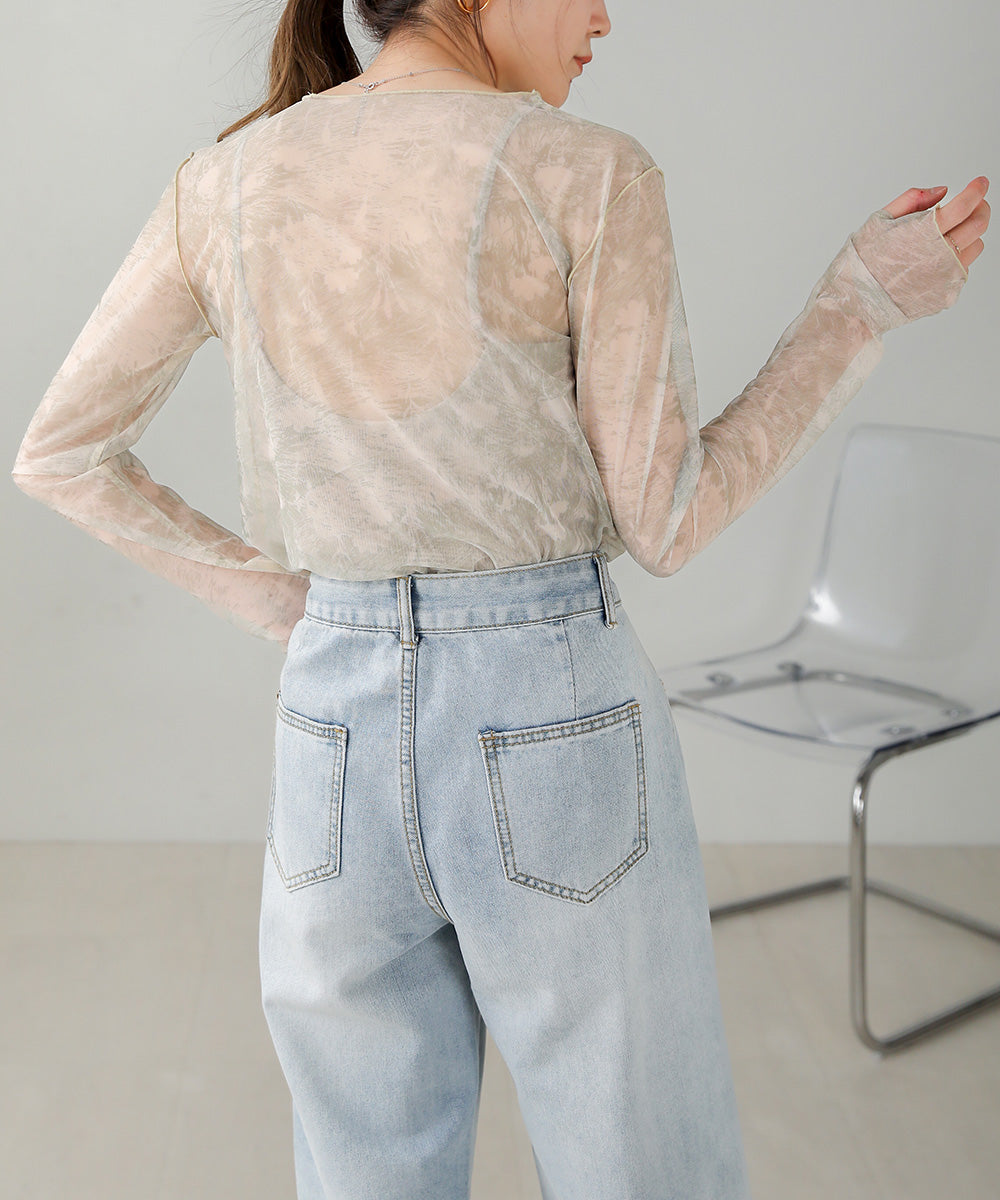 Bab ニュアンスプリントシアートップス 【メール便280円】