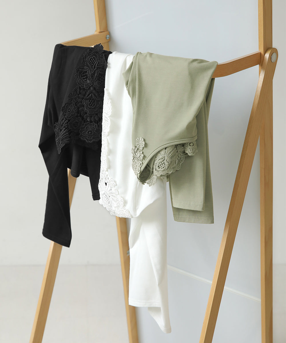 BACKモチーフレース付ロンT