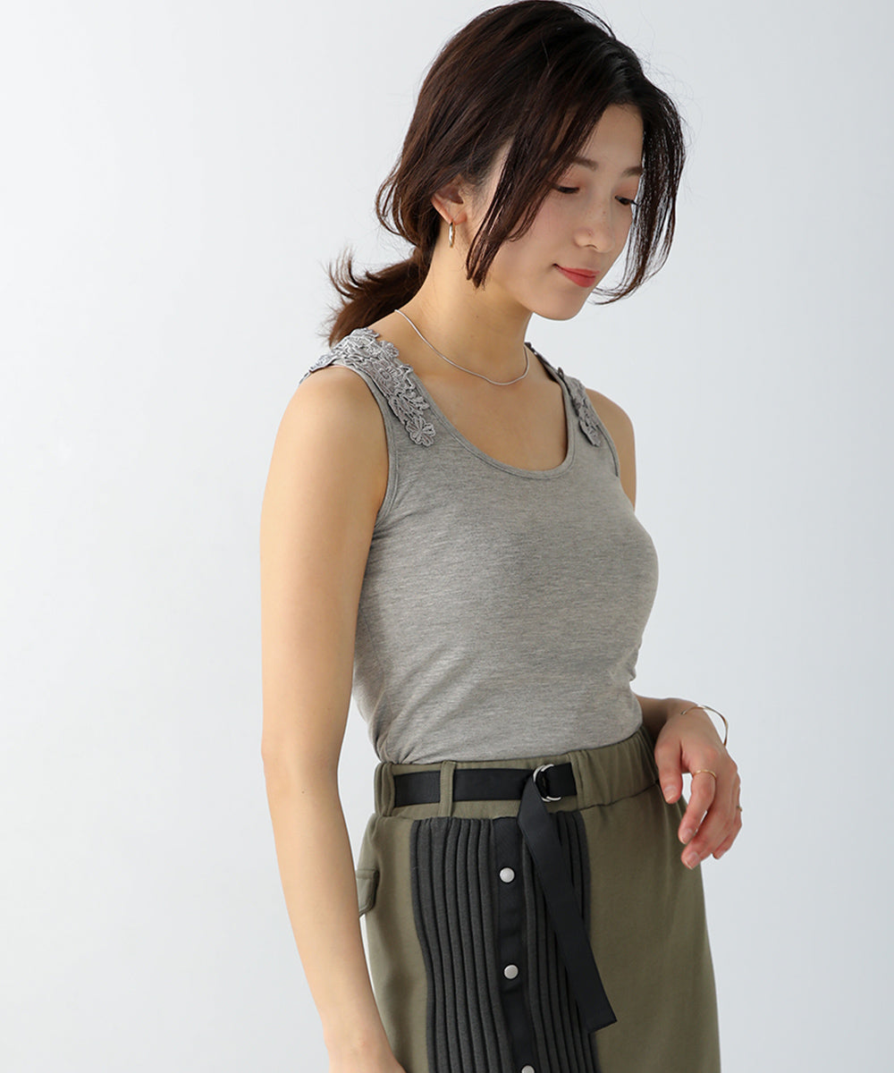 BouJeloud BACKモチーフレース付タンク