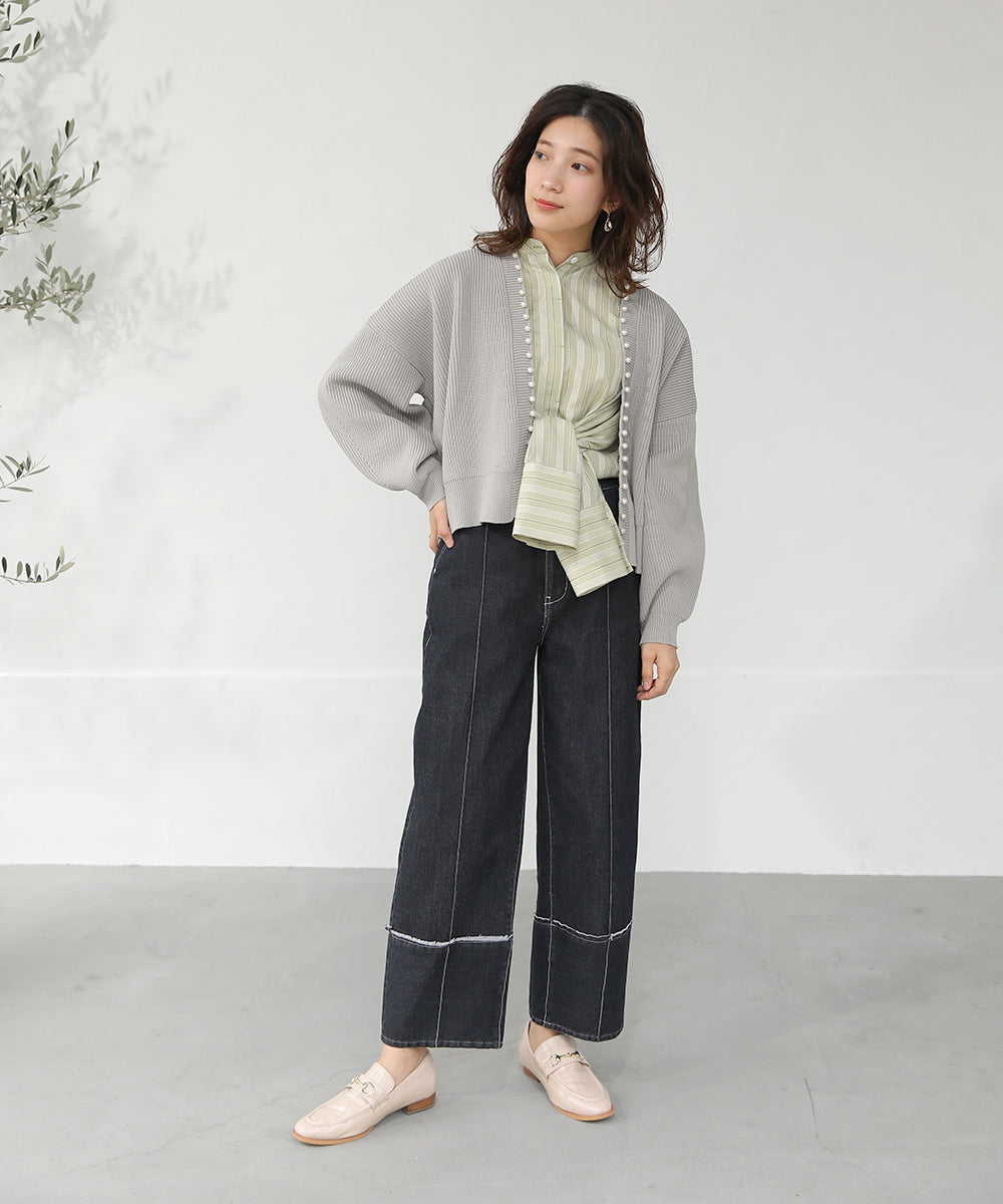 BouJeloud パール付ドルマンニットカーディガン