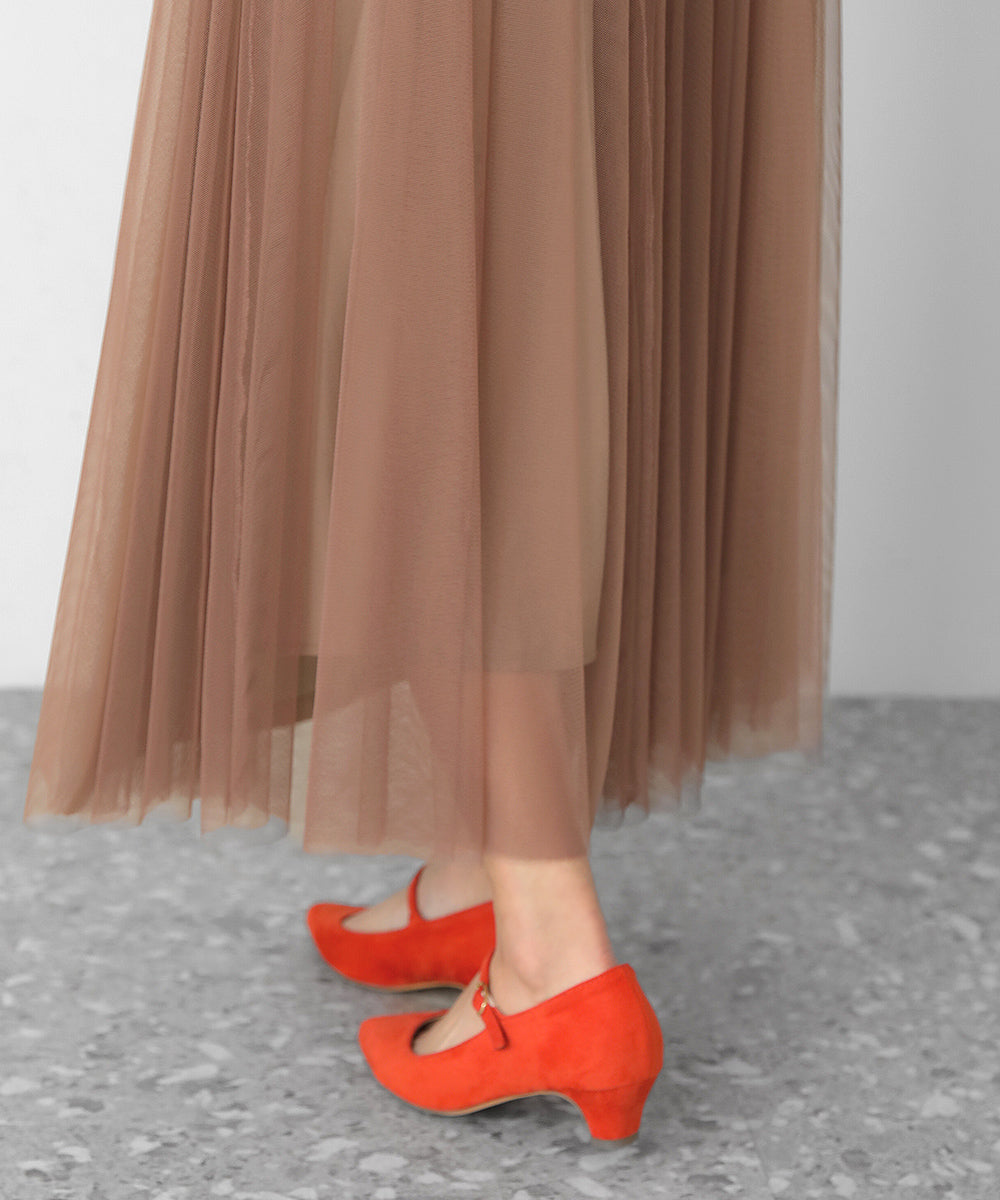 レザードッキングフレアスカート