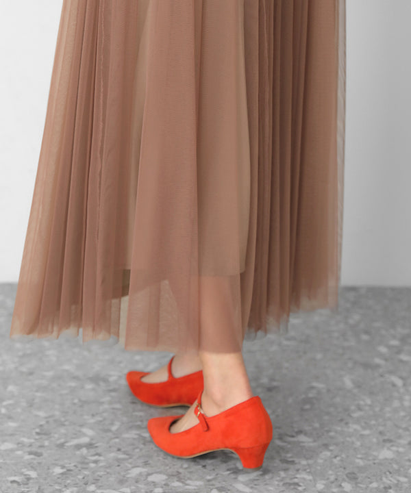 レザードッキングフレアスカート