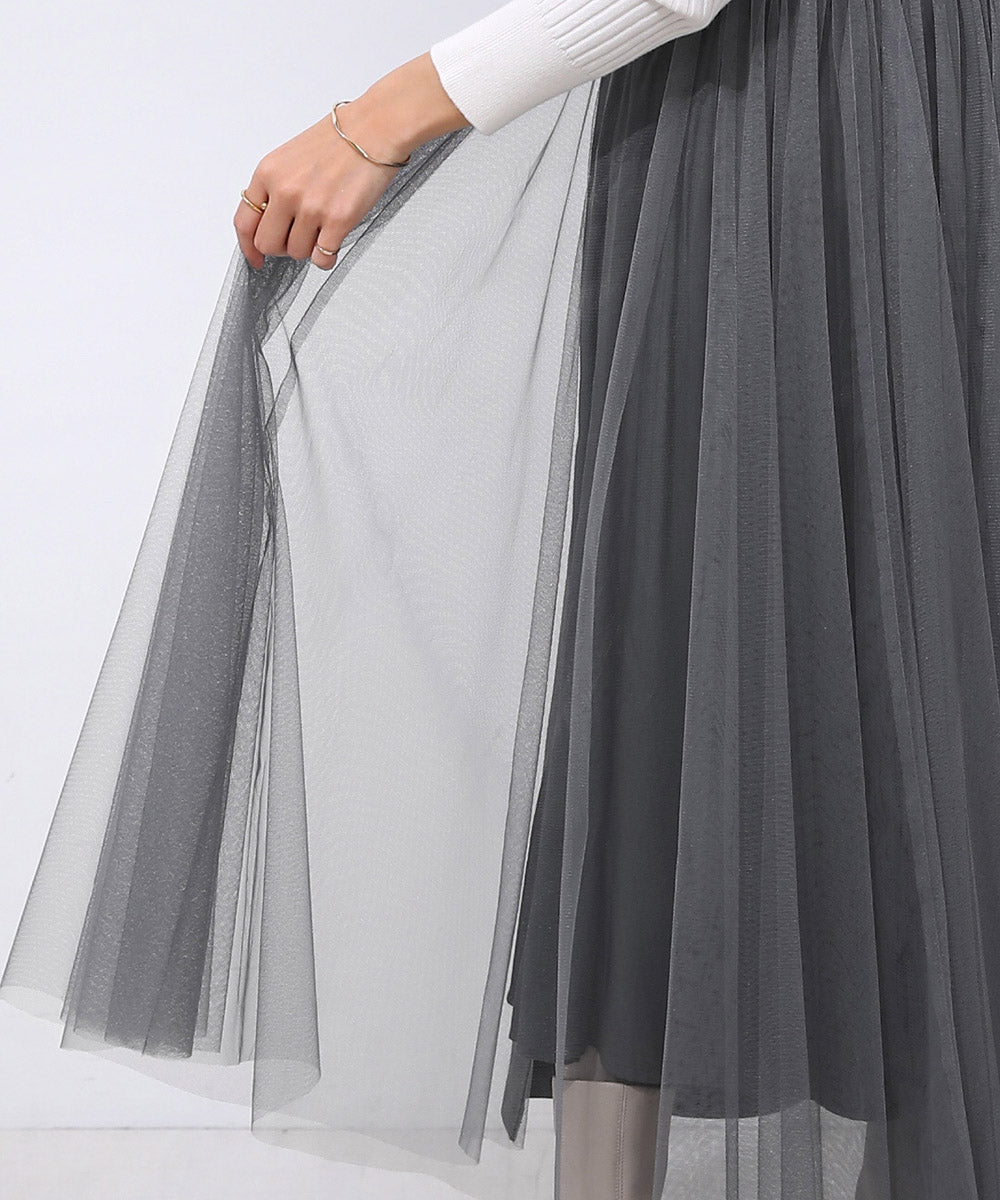 レザードッキングフレアスカート