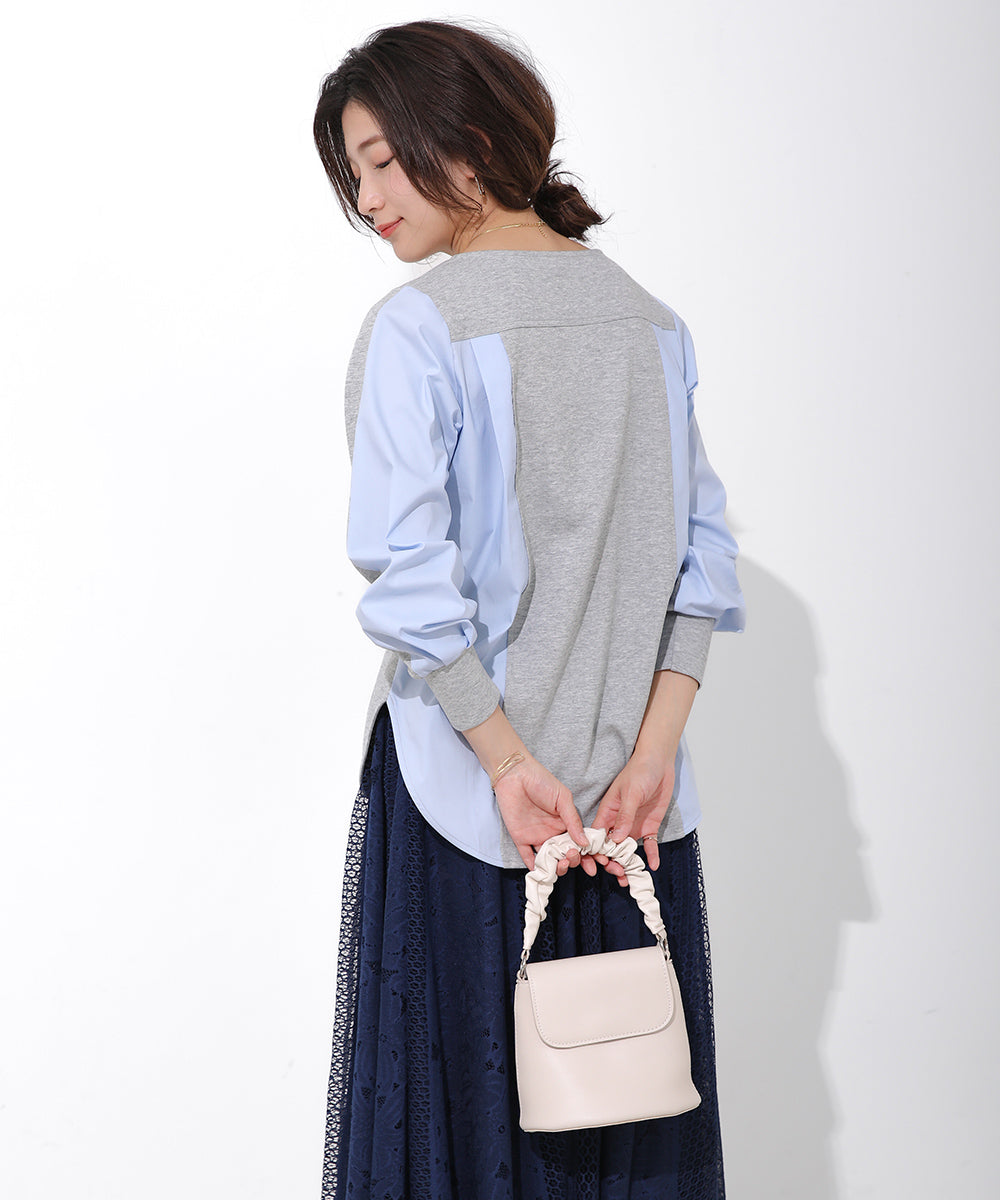BouJeloud シャツドッキングエンボストップス