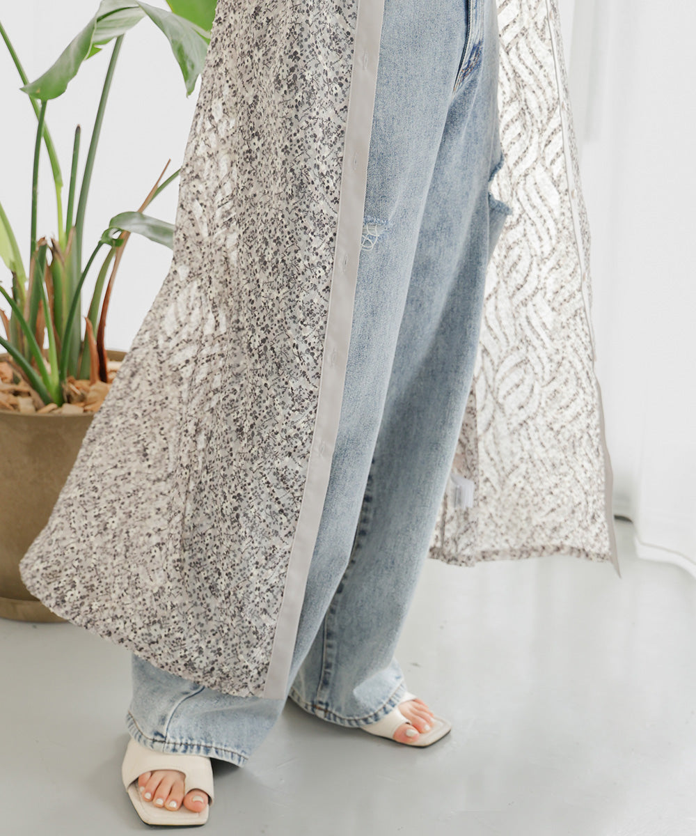 Bab ジャガード小花柄シャツワンピース