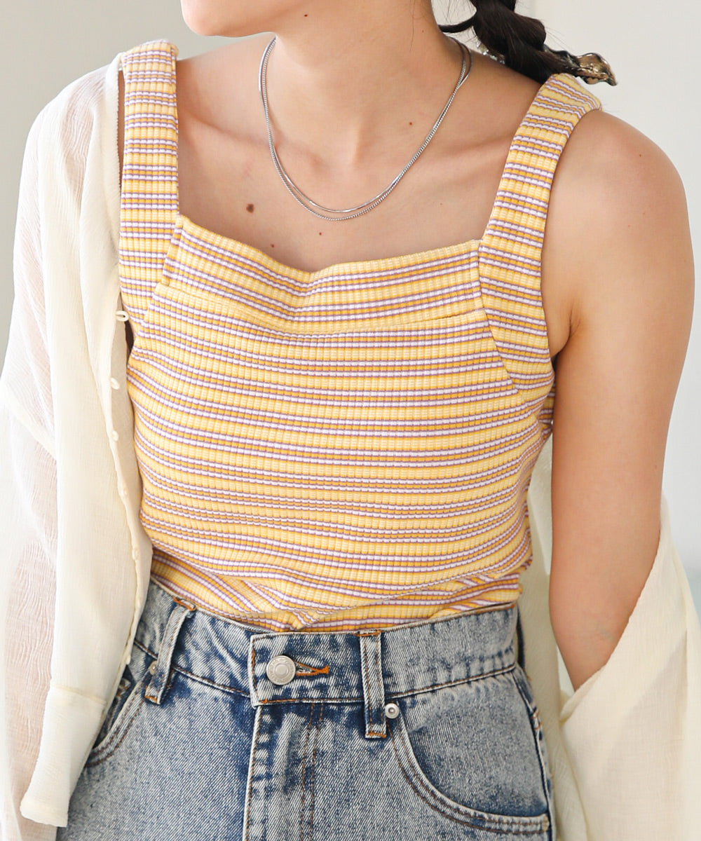 ボーダーカップ付きキャミソール