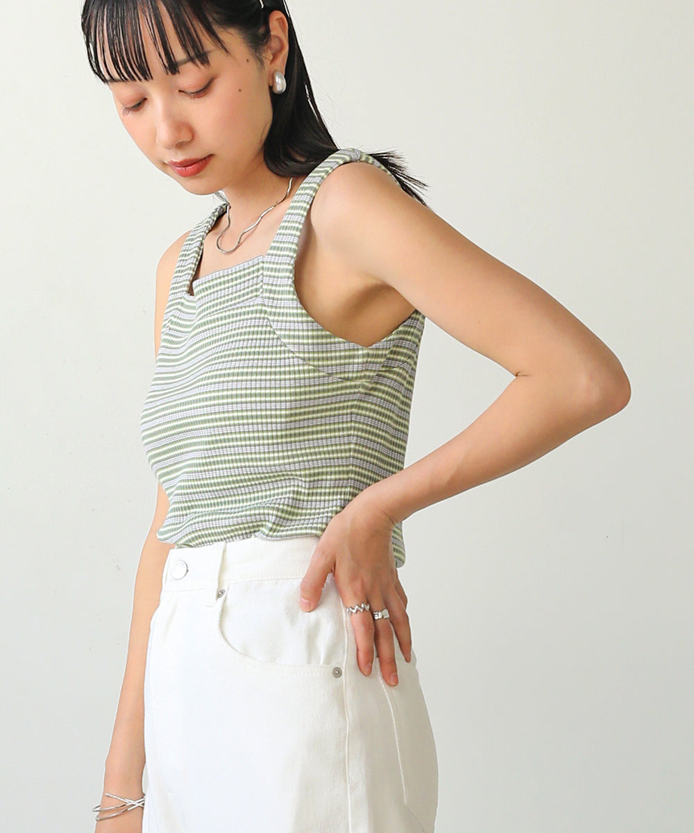 ボーダーカップ付きキャミソール