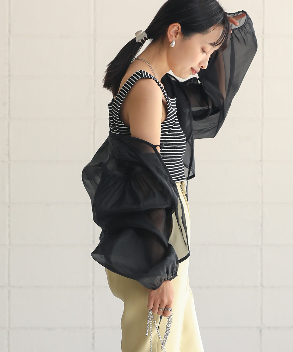 ボーダーカップ付きキャミソール