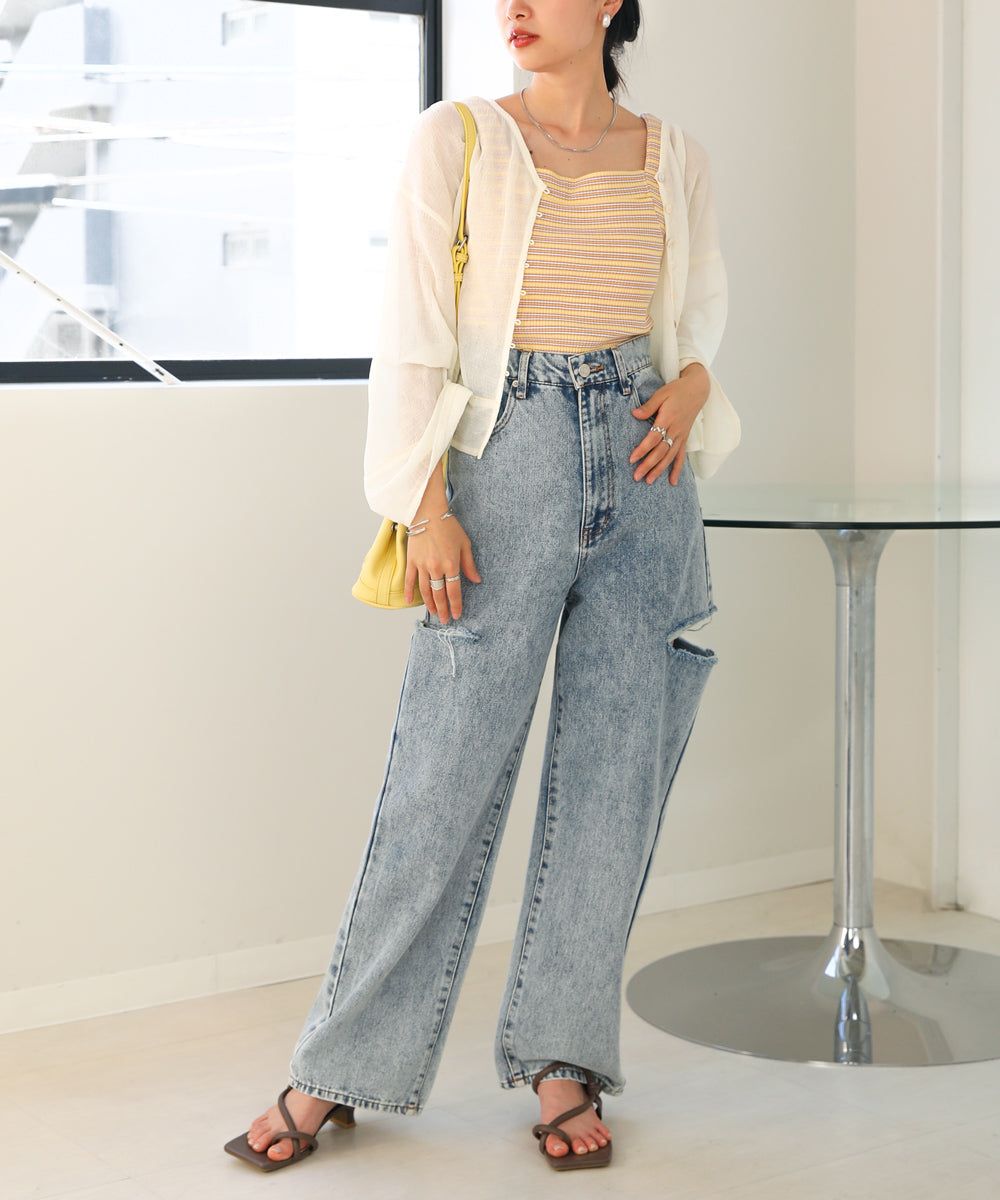 ボーダーカップ付きキャミソール