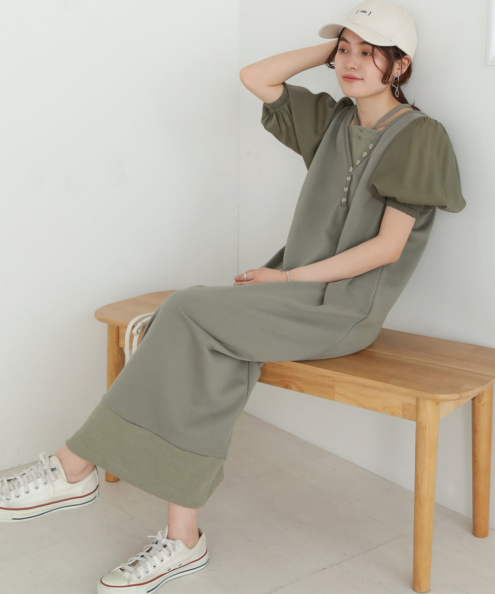 Bab レイヤード風袖パフワンピース
