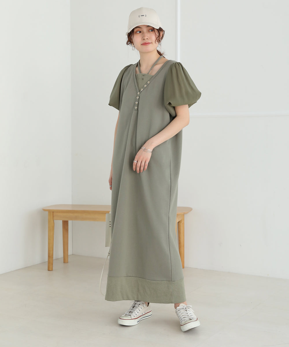 Bab レイヤード風袖パフワンピース