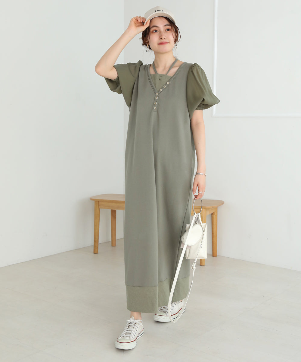 Bab レイヤード風袖パフワンピース