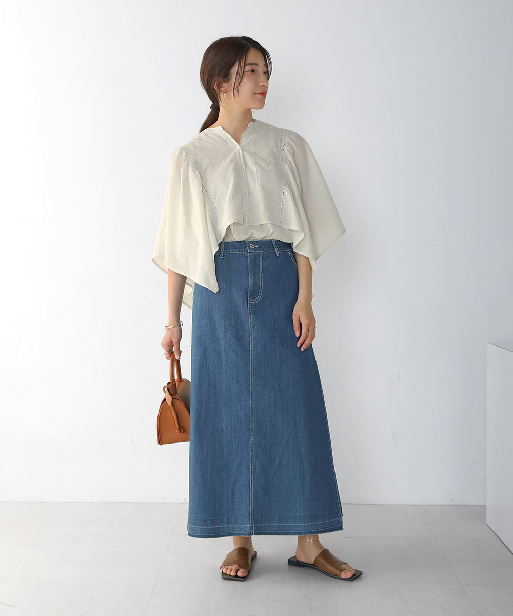 BouJeloud インド綿ボイルケープスリーブブラウス