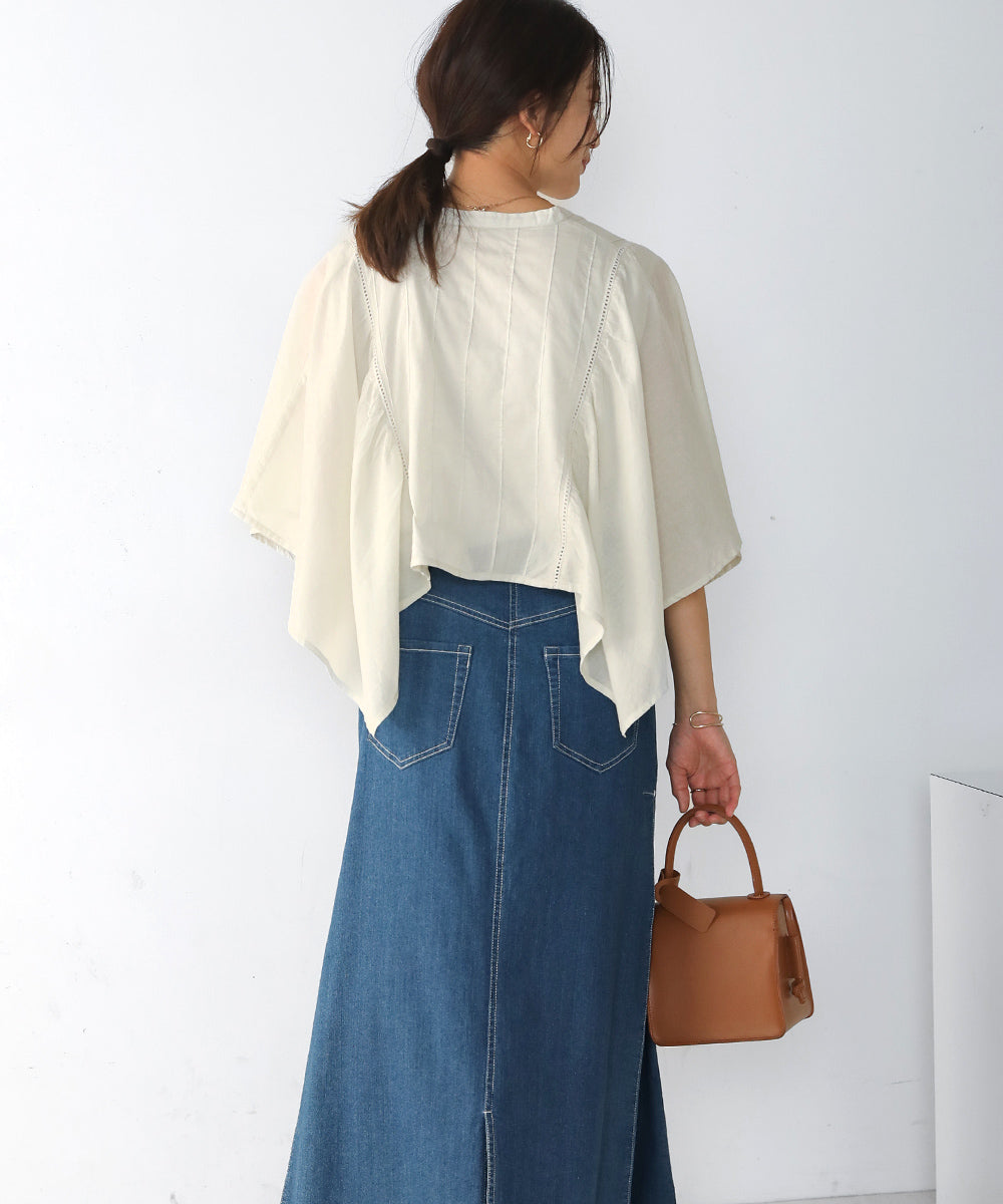 BouJeloud インド綿ボイルケープスリーブブラウス