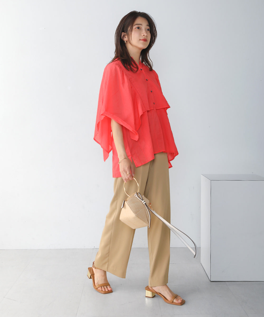 BouJeloud インド綿ボイルケープスリーブブラウス