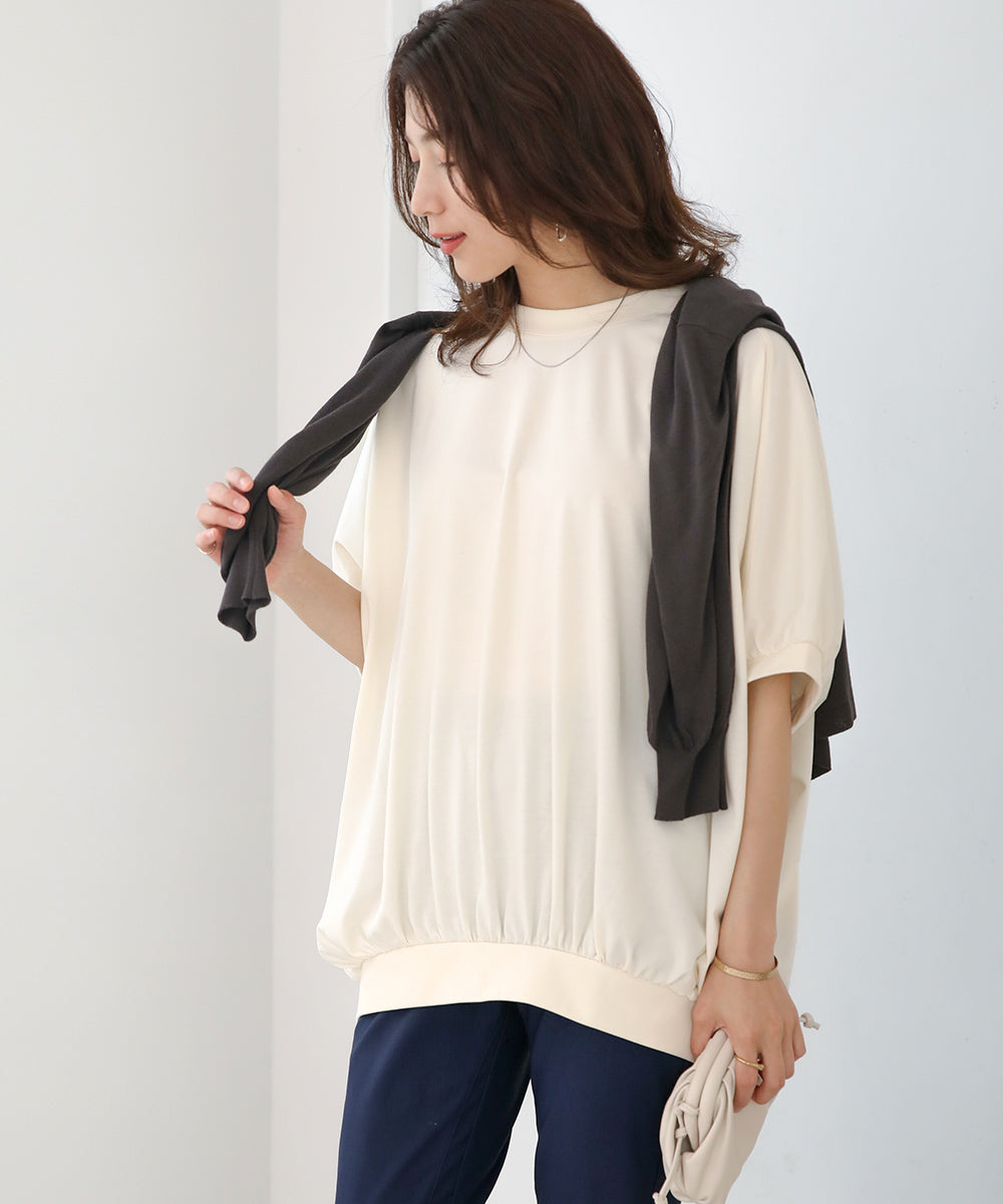 BouJeloud プレーティング天竺ドルマンTシャツ