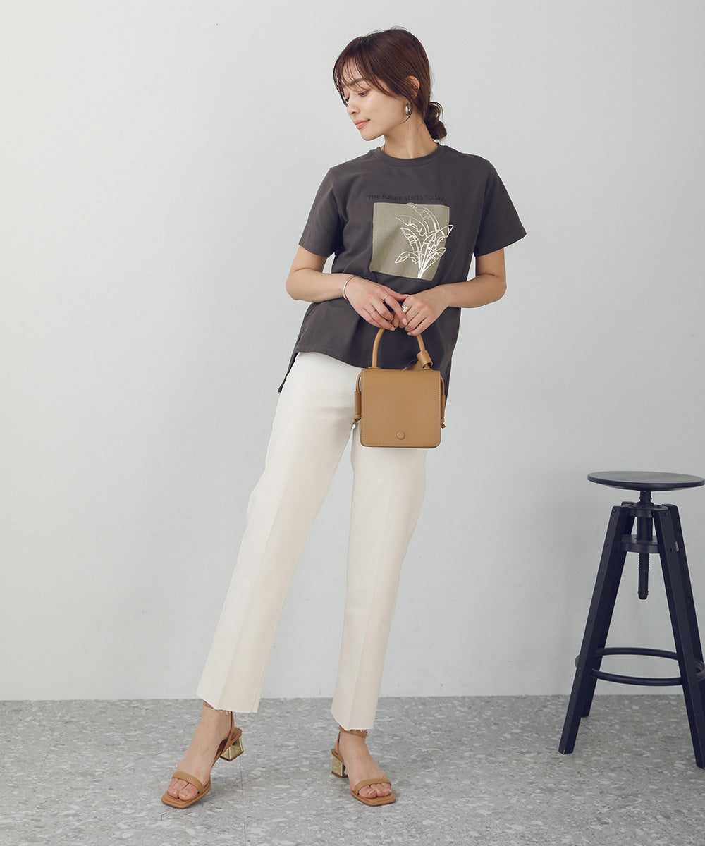 BouJeloud 発泡箔リーフプリントTシャツ