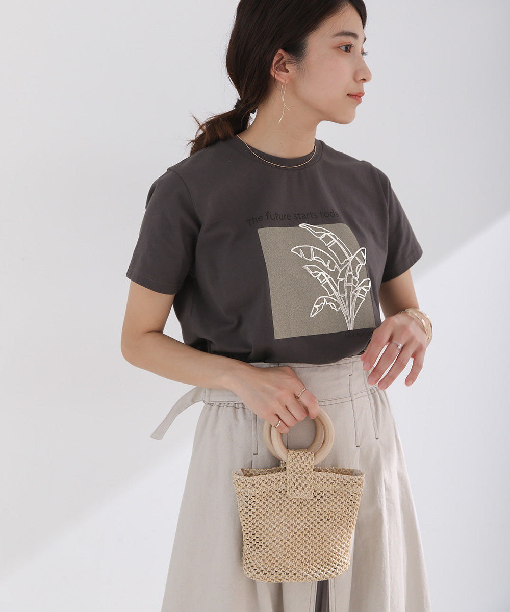 BouJeloud 発泡箔リーフプリントTシャツ