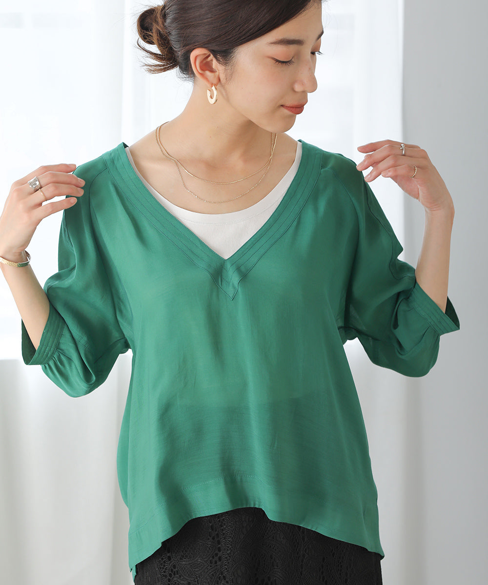 BouJeloud 丸編みフライスラメ刺繍タンク