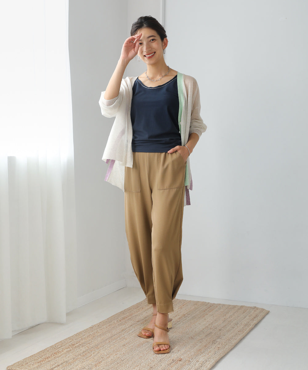 BouJeloud 丸編みフライスラメ刺繍タンク