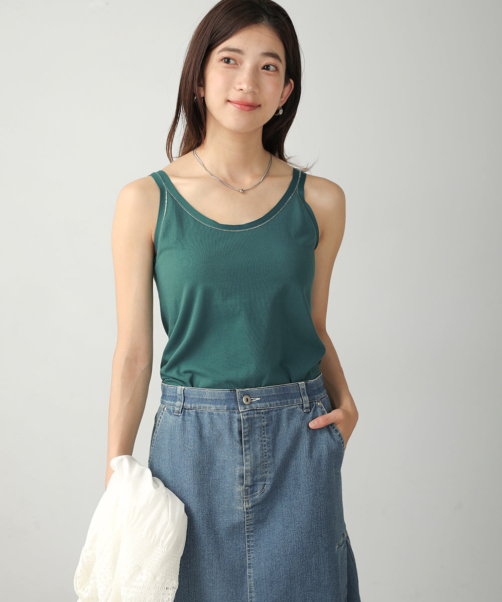 BouJeloud 丸編みフライスラメ刺繍タンク