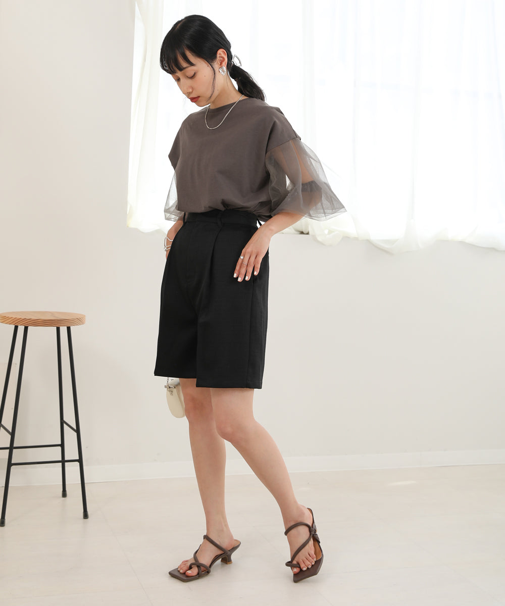 Bab シアーボリュームスリーブトップス