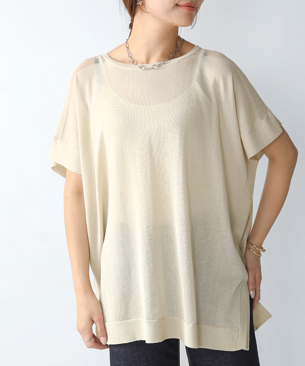 前後2wayさらさらポンチョニット