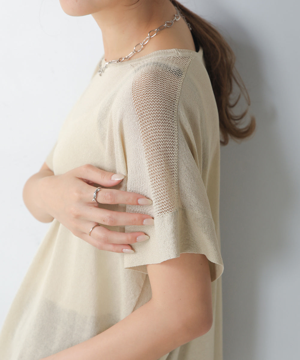 前後2wayさらさらポンチョニット