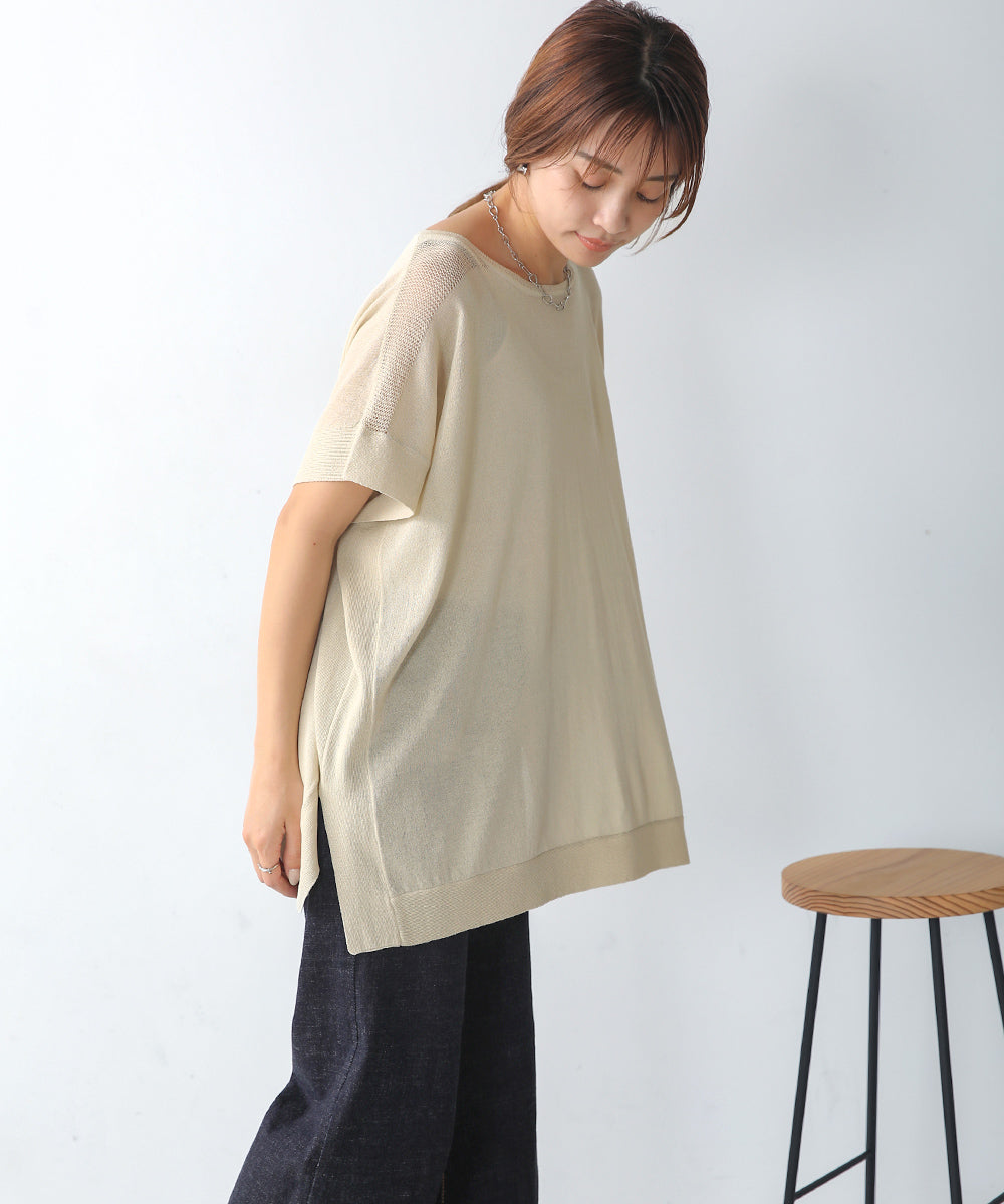 前後2wayさらさらポンチョニット