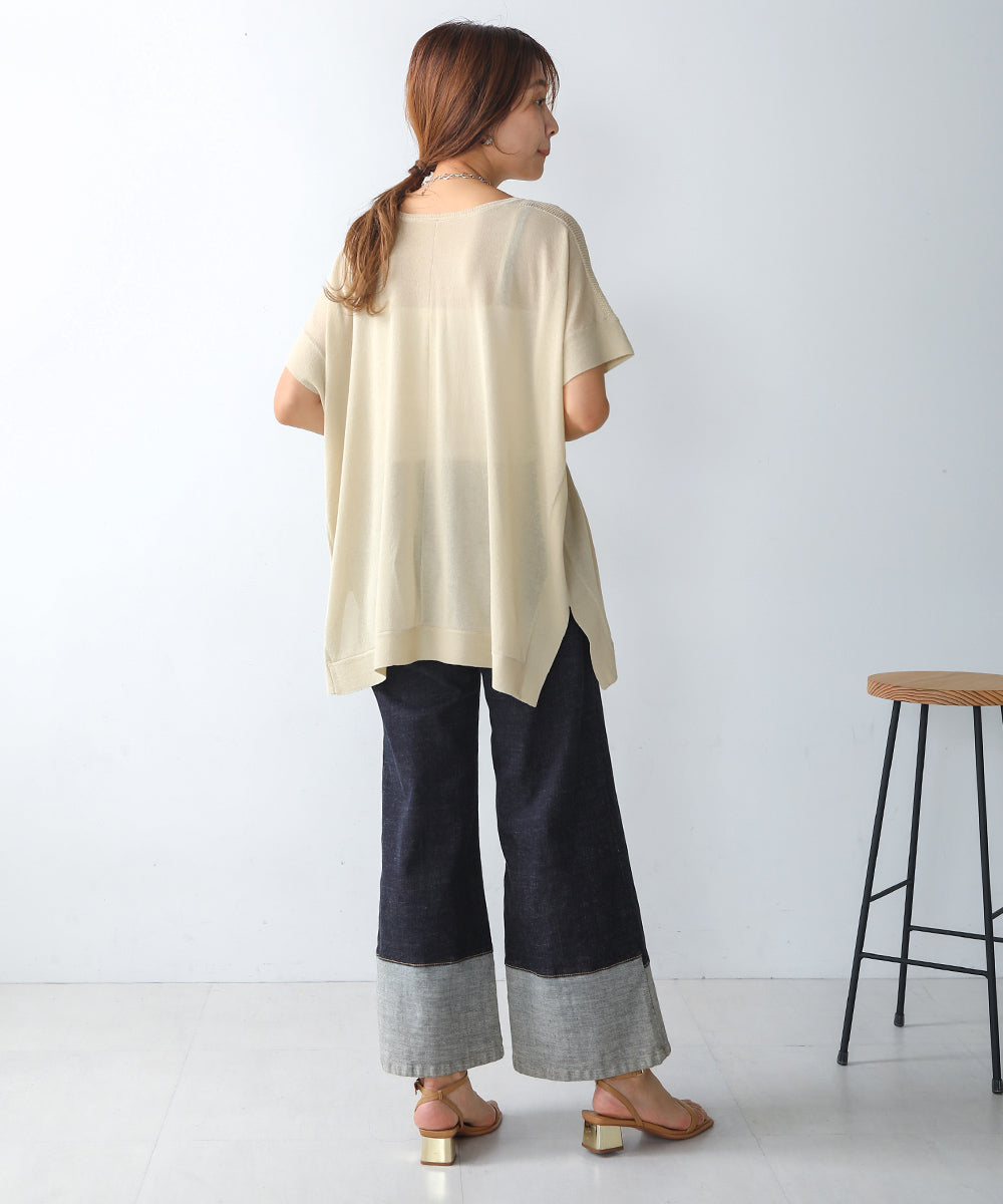 前後2wayさらさらポンチョニット