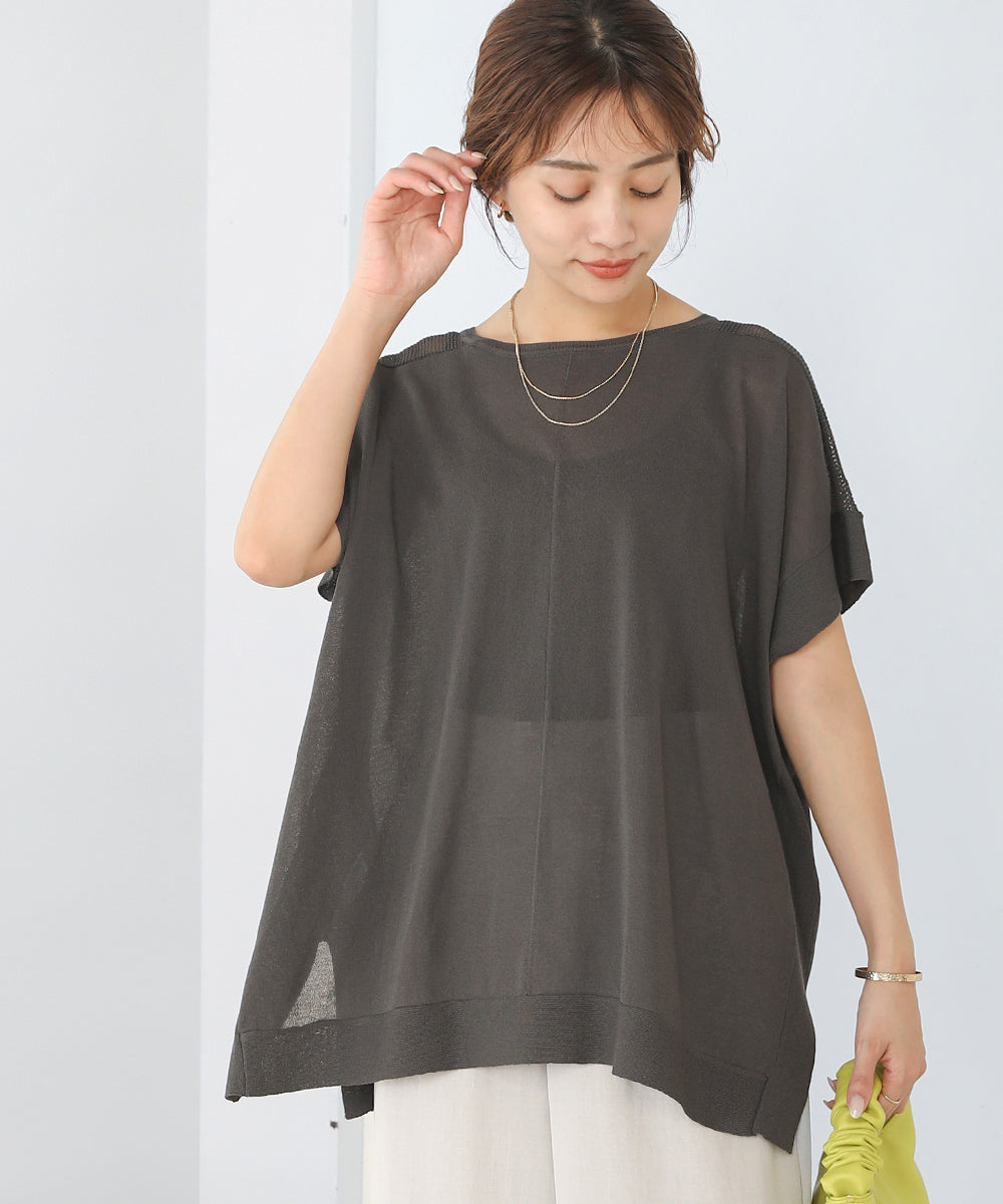 前後2wayさらさらポンチョニット