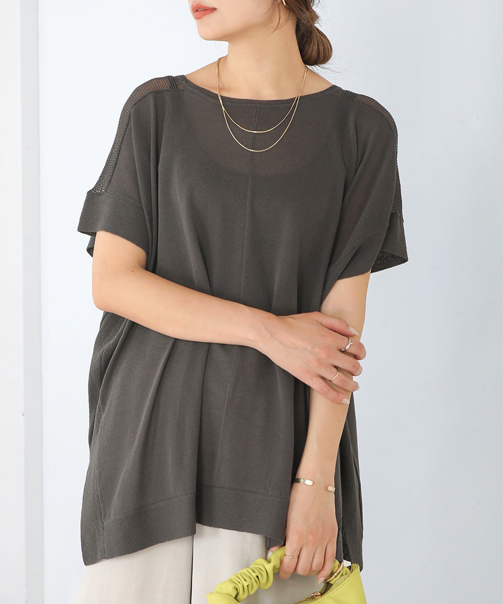 前後2wayさらさらポンチョニット