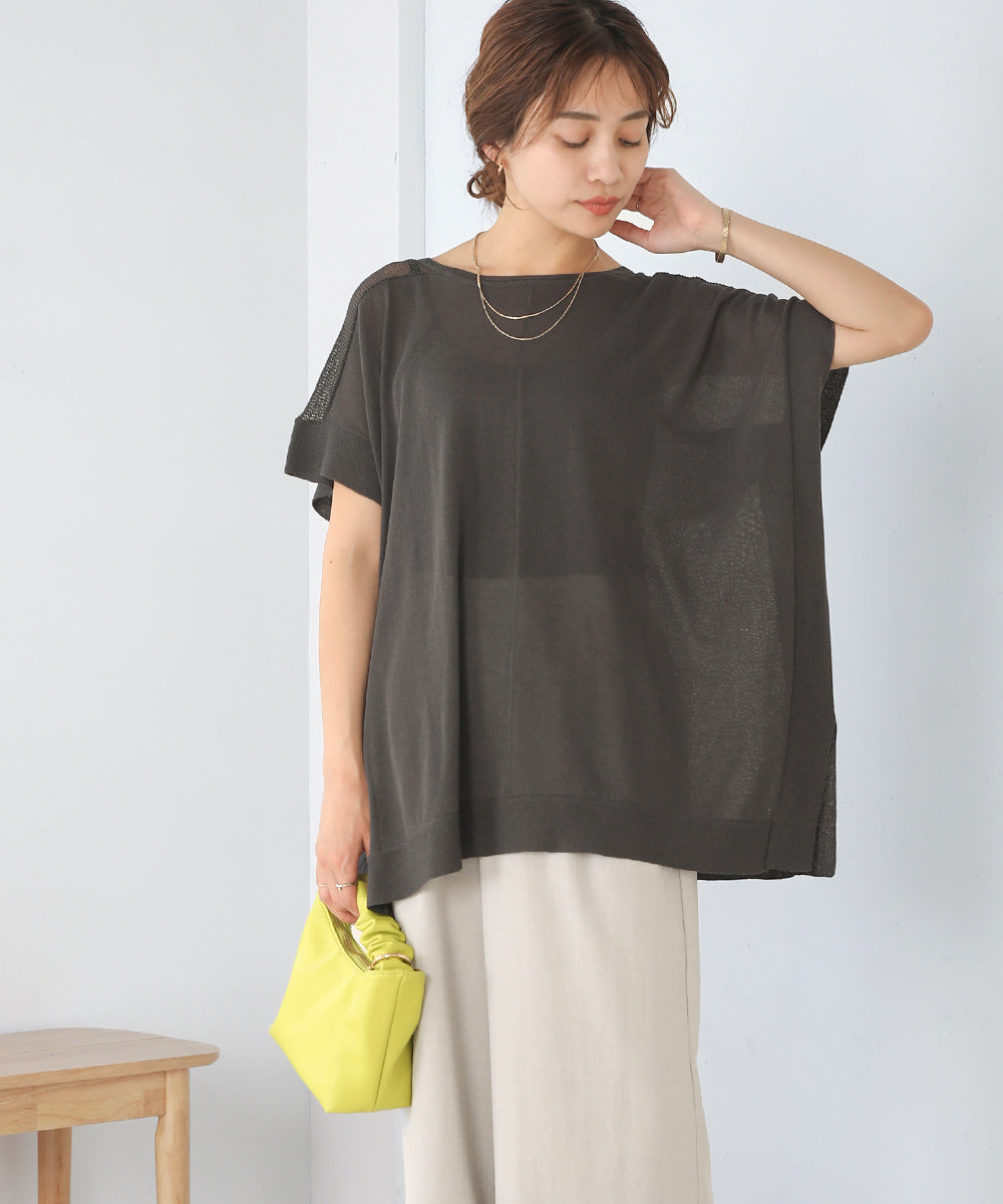 前後2wayさらさらポンチョニット