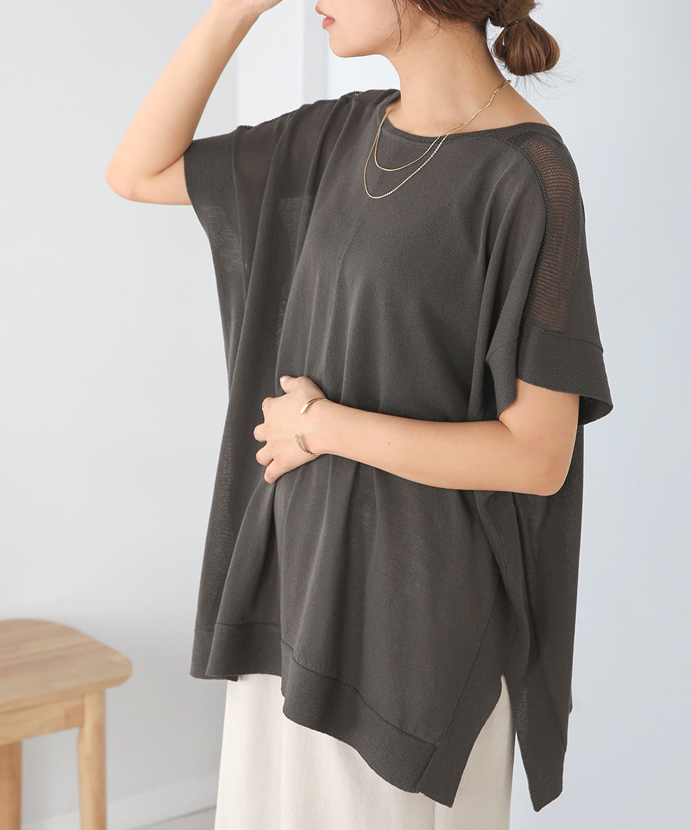 前後2wayさらさらポンチョニット