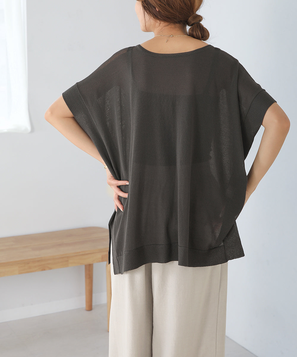 前後2wayさらさらポンチョニット