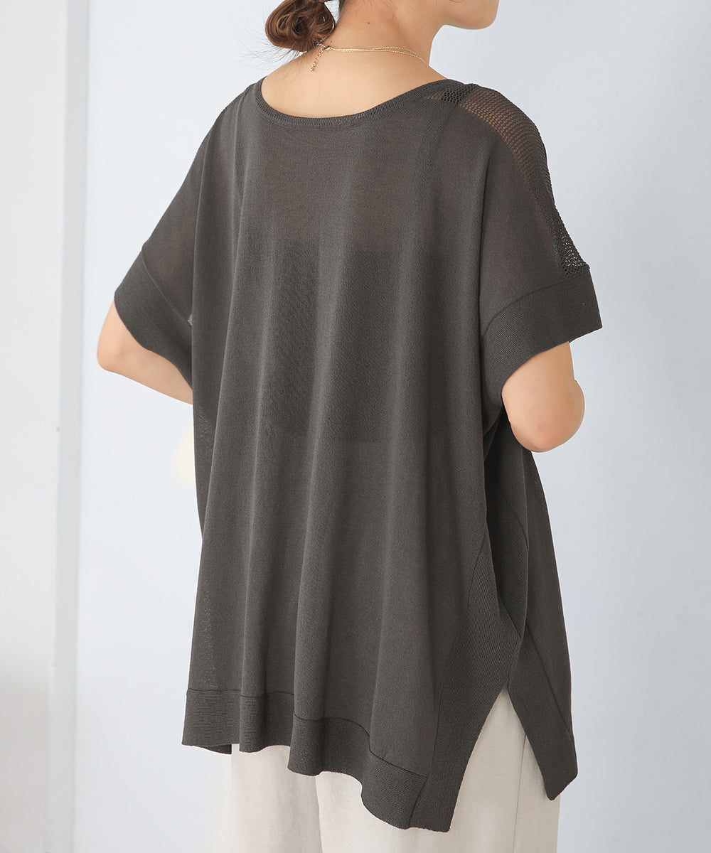 前後2wayさらさらポンチョニット