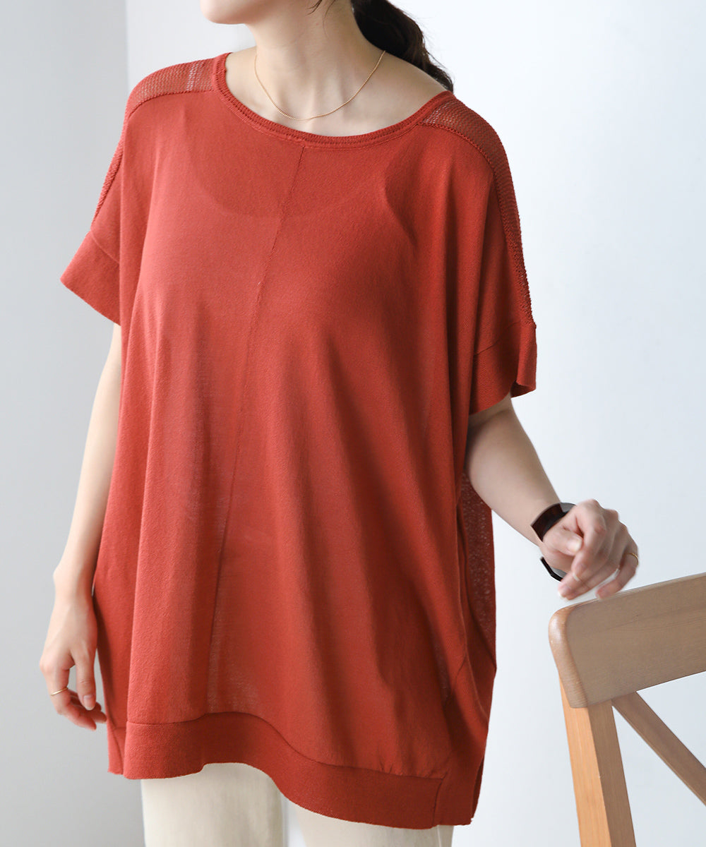 前後2wayさらさらポンチョニット