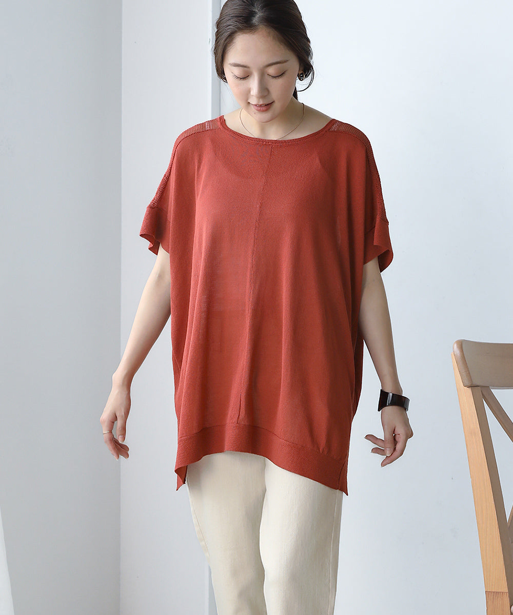 前後2wayさらさらポンチョニット