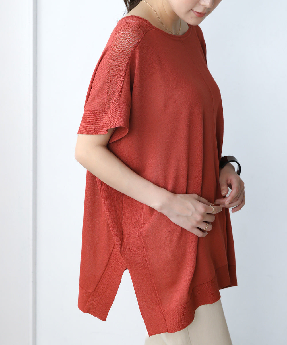 前後2wayさらさらポンチョニット