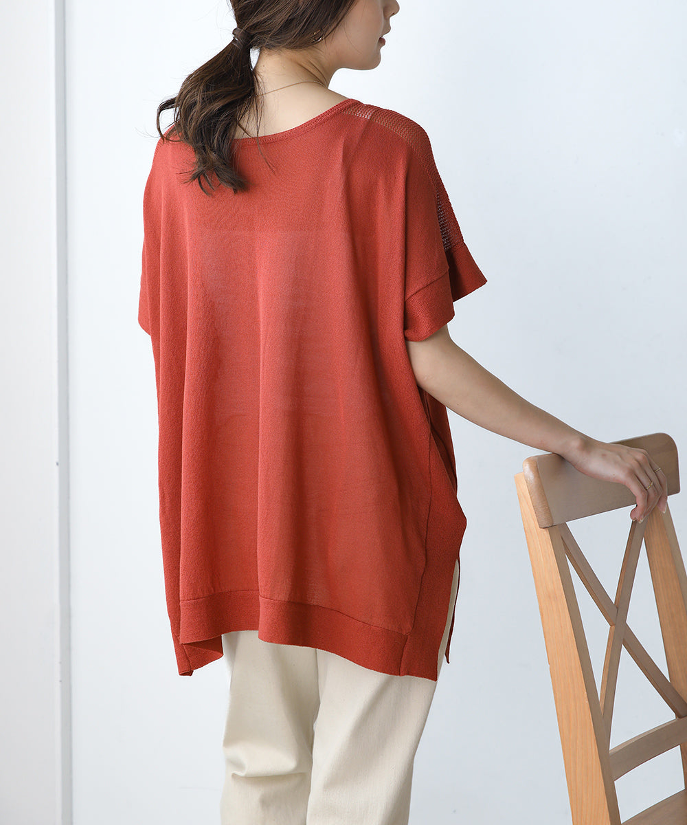 前後2wayさらさらポンチョニット